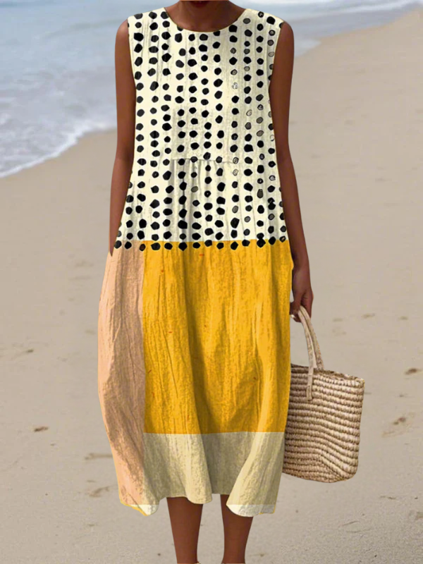 Leah™ | Polka Colorblock Midi Dress