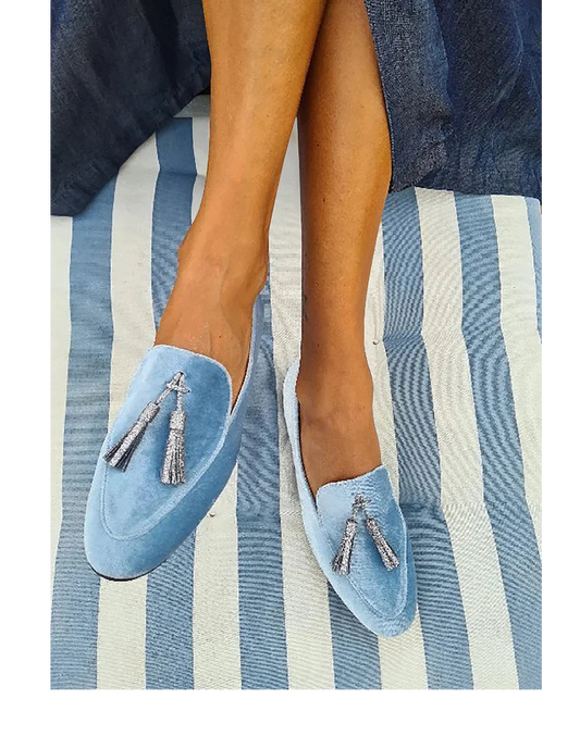 Hadley™ | Silver Tassel Slippers